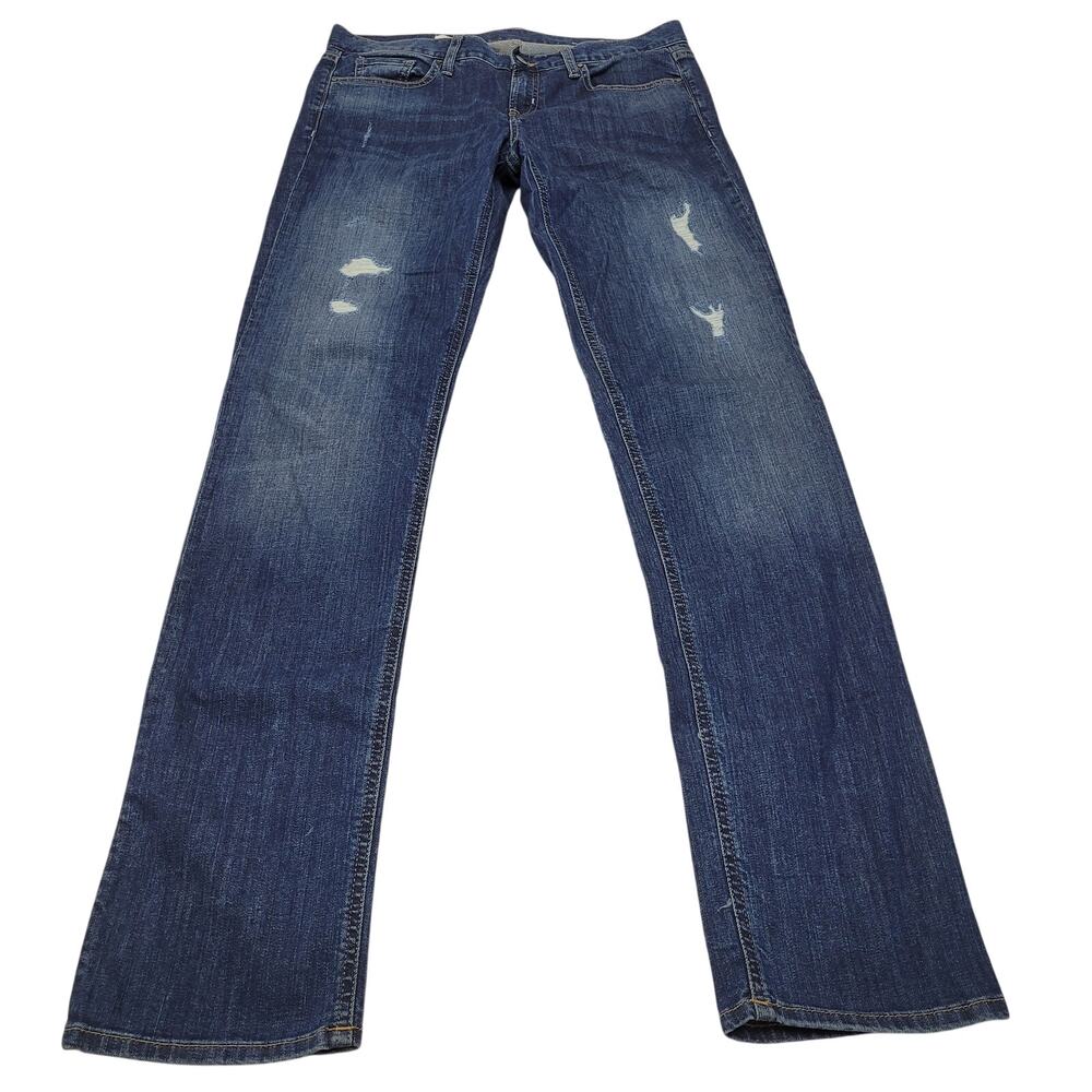 Gap Real Straight destructed jeans 29 long dark wash stretch retro 29L